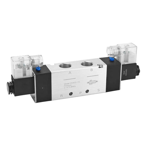 Rock Solid Pneumatic Solenoid Air Valve 3 Position 5 Way DC24V Smooth Shifting Electromagnetic Control Switch No Hassle Quick Install Industrial Automation Plug And Play Powering Forward Reverse Motion