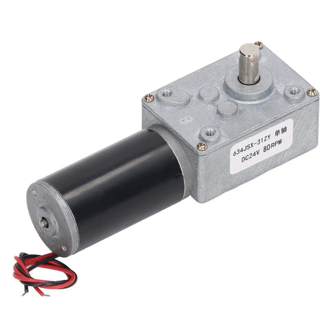 Straight Up Reliable DC24V Self Locking Gear Motor With Reversible Single Shaft And Heavy Duty Aluminum Housing Delivers Locked Stability At 80RPM for robotics and medical projects.