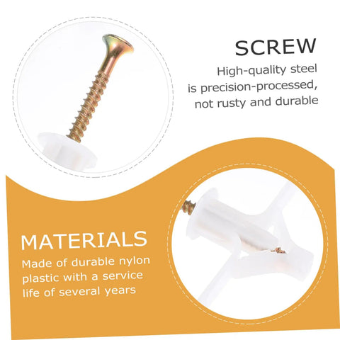 Close-up of steel expansion screw and nylon drywall anchor from 100 Piece Aircraft Type Expansion Screws Set For Easy Self Tapping Drywall Anchors Kit Heavy Duty Home DIY Projects With Quick Install And Reliable Hold