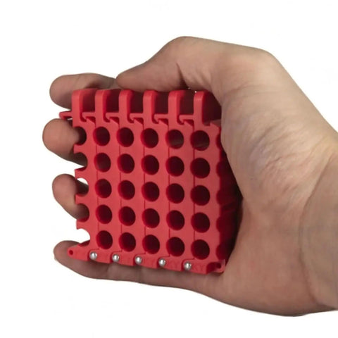 Cat5 And Cat6 Wire Management Comb For Taming That Ethernet Mess In Server Racks While Keeping Your Tech Rig Clean And Totally Pro During Heavy Cable Bundling, red plastic, held in hand.