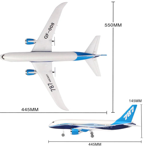 Top and side view of Epic RC Plane For Beginners And Hobbyists A 3 Channel Fixed Wing EPP Aircraft with measurements