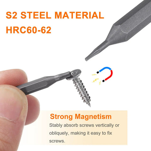 Pentagon Screwdriver Bit Set P2 P5 P6 5/32 Inch Hex Shank 28mm Length Magnetic S2 steel with strong magnetism in use