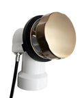 Top Shelf 35 Inch Cable Driven Bath Drain Trim Kit With Rotary Overflow Cover And Smooth Pop Up Stopper Featuring Schedule 40 PVC Construction And Slick Champagne Bronze Finish close-up of brass knob and PVC connector.