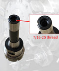 R8 ER40 Collet Chuck Set With Holder, 7 By 16 To 20 Drawbar Thread, R8 Taper Shank, detailed thread section shown