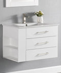 Bathroom vanity featuring 10 Pack 7 Inch Brushed Satin Nickel Cabinet Handles For Kitchen Cabinets And Drawers, Durable Cabinet Pulls Hardware.