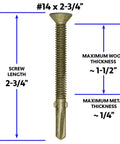 Badass 10 X 1-5/8-Inch Reamer Tek Self Drilling Wood To Metal Screws With Torx Star Drive Pattern Kickass Grip On Steel For Trailers And Flatbeds, 14 x 2-3/4 inches