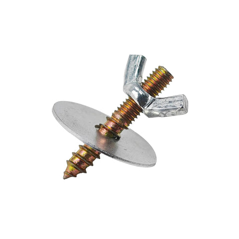 Image of 8 Pack 1/4-20 X 1-1/2 Inch Hanger Bolts with wing nuts and flat washers for wood joints assembly, close-up view.