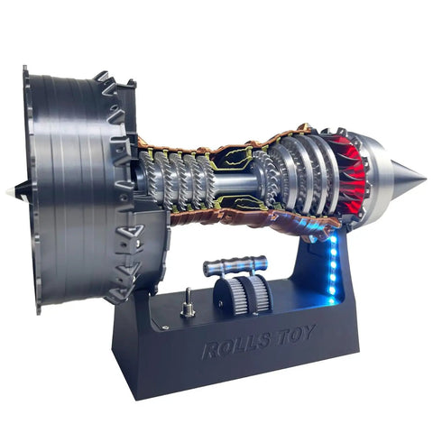 Aircraft Turbofan Engine Model Kit With Magnetic Base Tail And Side LED Lights Type C Charging 3D printed desktop display