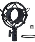 Pro Condenser Mic Shock Mount For 43mm To 47mm Mics, anti vibration suspension clip with metal adapter and gasket, black