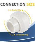 Heavy Duty 50 Pack Of 2 Inch PVC Slip Union Couplings Schedule 40 Solvent Weld Fittings showing 2 inch socket slip design.