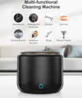 Powerful 45kHz Ultrasonic Cleaner for Retainers, Dentures, Jewelry; sleek black 230ml model with multi-functional use displayed.