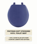 Soft Navy 17 Inch Vinyl Toilet Seat With Foam Cushioning, Standard Size Fits All Regular Fixtures, Easy Install, Plush Foam Cover