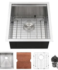 Undermount Bar Sink 13x15 Inches 16 Gauge Stainless Steel Deep Basin Nine Inch Depth With Three And A Half Inch Drain For Garbage Disposal