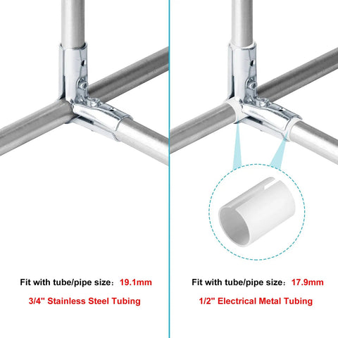 Three Way 90 Degree Pipe Cross Connector Clamps For One Half Inch EMT Conduit With PE Adapter Shims, close-up of installation