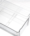 Close-up of a transparent stackable bin for organizing socks or underwear, crafted from heavy duty PET plastic.