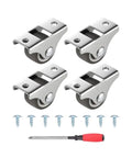 Fixed TPR Rubber Caster Wheels Low Profile Non Swivel Design set with screws and screwdriver for easy installation.