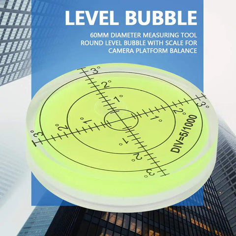 Ycauty Bubble Spirit Level 60 * 12mm Degree Marked Surface Circular Level on a geometrical background.