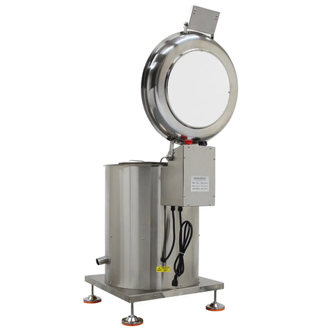 Straight Up Electric Food Dehydrator Spin Dryer Featuring Adjustable Centrifugal Action Up To Eight Hundred Fifty Rpm crafted in stainless steel.