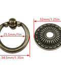 Antique Bronze Ring Drawer Pulls 4 Piece Set With Screws For Dressers Chests Vanity Cabinets Jewelry Boxes Ring Size 35 By 25 Millimeters