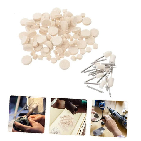 120Pcs Wool Felt Polishing Wheels Set With Shank For Rotary Polisher Pro Grade Wool Buffing Tools Kit For Metal And Wood Finishing