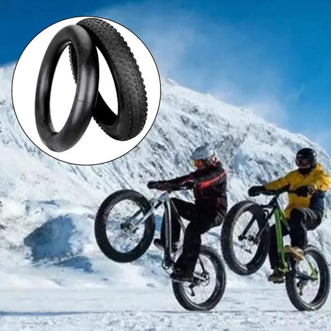 Heavy Duty 20x4.0 Fat Bike Tire Built For Wild E-Bike Rides With Thick Rubber That Handles Rough Trails And Tough Torque To Keep You Smashing It All Day Long, shown with winter riders