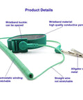 Pro Grade Anti Static Wrist Strap With Grounding Cord, ESD Wristband, 9.8 Feet Coiled Cable displayed with open buckle and alligator clip