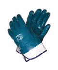 Predator Fully Coated Nitrile Gloves One Size Fits All Blue White Pack Of 12 Comfortable Cotton Jersey Liner Washable For Extended Life Cut Resistant Durable Grip.