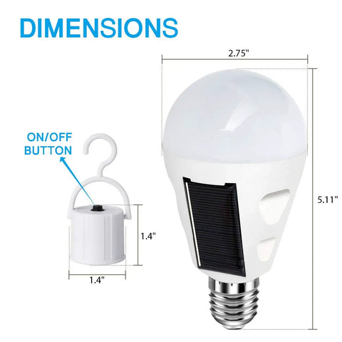 4 Pack Rechargeable Battery Backup LED Light Bulbs For E26 And E27 Bases Emergency Home Power Outage Lighting White Daylight 6000K dimensions
