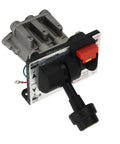 Top view of Beefy Dump Truck Proportional Hydraulic Control Valve with PTO Switch and Warning Light, aluminum body.