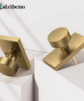 Antique Brass Door Knobs With Privacy Function, Vintage Interior Door Hardware, rectangular modern design in zinc alloy.
