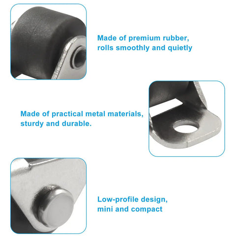 Hella Smooth Rolling 8 Piece Mini Caster Wheels Built Tough With Rubber Tread For Home Office Gear And Storage Bins Easy Install Heavy Duty Fixed Casters Solid Eighty Eight Lbs Limit Setup Right Away images showing premium rubber material and practical metal components.