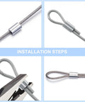 100 Pack Aluminum Crimping Loop Sleeves For One Eighth Inch Wire Rope Heavy Duty Aluminum Ferrule Ends For Steel Cable End Fittings To Secure And Crimp Versatile DIY Rigging Accessories, 1/8in wire rope installation steps