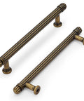6 Pack Vintage Kitchen Cabinet Handles Antique Brass Bar Pulls With 5 Inch Hole Center, 6.77 Inch Long Drawer Pulls, Zinc Alloy Cabinet Hardware
