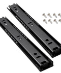 Heavy Duty Drawer Slides Detachable Two Fold Glides Black Metal Two Stage Extension Quiet Smooth Operation Built To Last Rust Resistant Steel With Ball Bearings And Anti Collision Rubber Pads For Cabinets, 9mm thick with screws
