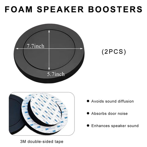 2 Pack 6.5 Inch Car Speaker Foam Seals Slick Self Adhesive Damping Rings High Rebound Soundproof Baffles for audio enhancement