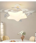 Modern Luxury Chandelier Ceiling Fan Combo With Remote Control For Living Room Nordic Style Lighting Fixture ceiling view with soft LED light