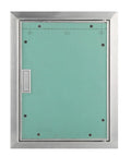 Top Shelf Invisible Drywall Access Panel With Smooth Touch Latch And Slick Flush Fit For No Sweat Plumbing And Electrical Repairs Solid 120 Degree Swinging Ceiling Hatch in green with stainless steel framing.