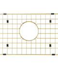 Top view of Matte Gold 304 Stainless Steel Sink Bottom Grid Rack for 15 x 13 inch sinks showing center drainage opening.