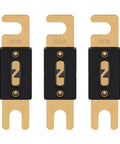 Dead Simple Wiring ANL Fuse 50 Amp Inline Blade pack of three, gold plated fuses for car audio and automotive stereo gear.