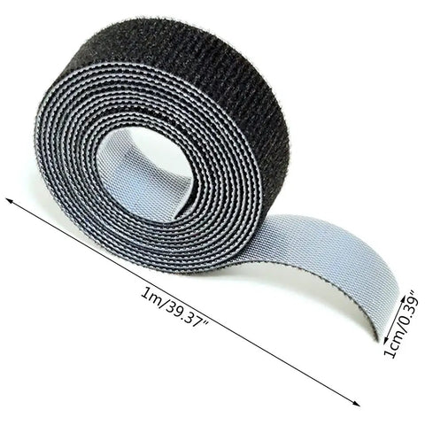 Self Adhesive Cable Management Hoop With Sticky Wire Organizer Keeps Your Desk Slick And Tidy Game Changer Tear Off Nylon Cord Wrap Kit For Home Office In Black, roll of 1m nylon strap.