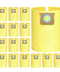 Heavy Duty Disposable Wet And Dry Vacuum Bags 16 Pack Universal Fit 5 To 8 Gallon Portable Vacs Type E And H Collection Sacks Solid Yellow.