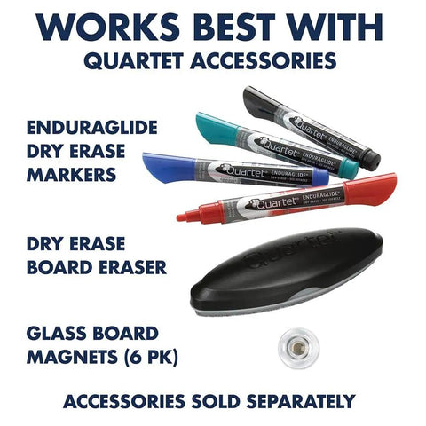 Quartet Enduraglide dry erase markers, board eraser, and glass board magnets for use with All In One Magnetic Dry Erase Presentation Easel