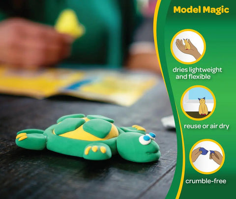 Child plays with turtle made from air dry modeling clay alternative white modeling material for kids four pack eight oz