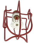 Commercial Grade Fire Sprinkler Head Protection Cages Three Quarter Inch Double Hook Steel Guard, red steel cage covering sprinkler head.