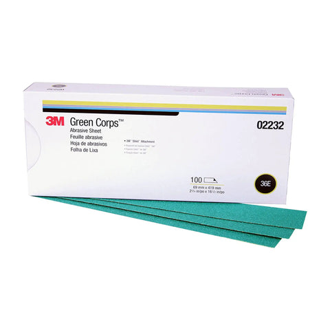 Green Corps Stikit Sheet Two And Three Quarters Inch By Sixteen And Half Inch 36 Plus Grit Production Sheets box and sheets