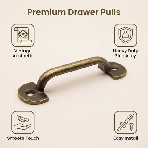 Vintage Bronze Mini Drawer Pulls 20 Pcs Set, Zinc Alloy Jewelry Box Handles With Mounting Screws, 2.3 Inch Length handle