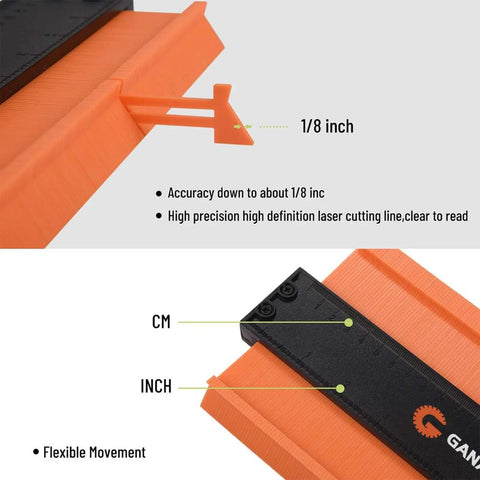 Lockable Contour Gauge Ruler Set 10 Plus 5 Inch For Corners And Contoured Surfaces with precision measurement details