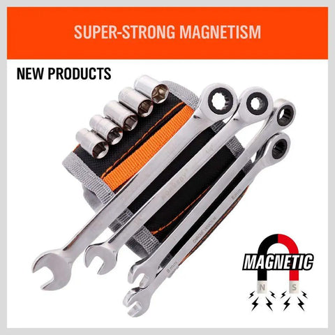 Magnetic Wristband With 10 Strong Magnets For Screws Nails And Drill Bits Hands Free Tool Belt Accessory With Wrenches