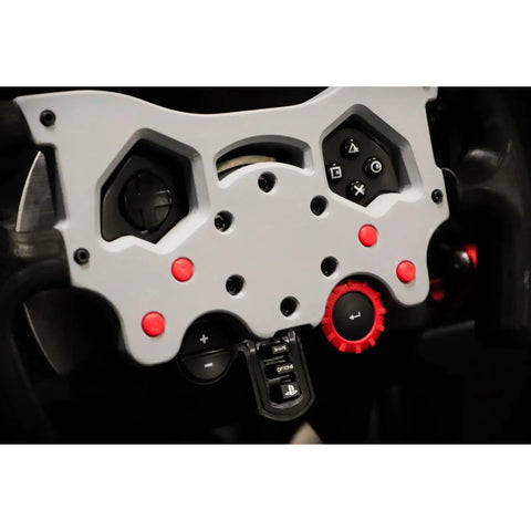 Close-up of Rock Solid F1 Style Racing Wheel Mod Kit For Logitech G29 G920 G923 showcasing buttons and ergonomic controls.