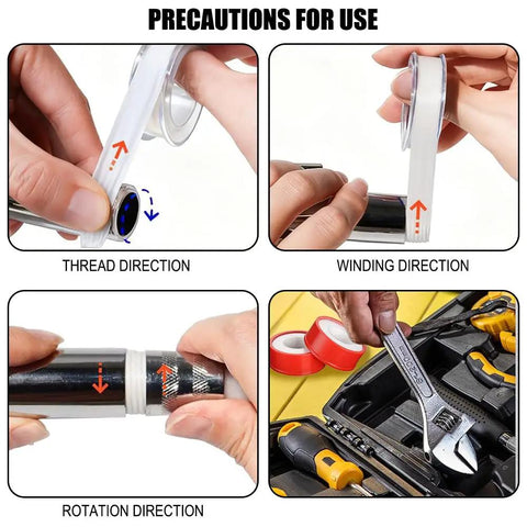 Instructions for using 4 Rolls Of 1/2 Inch By 32.8 Ft White Plumbers Tape For Pipe Thread Sealing And Leak Prevention In Home Plumbing